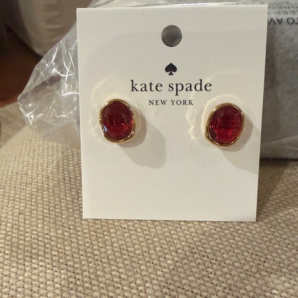 kate spade Ruby/Gold High Shine Studs/NWT - Picture 4 of 10